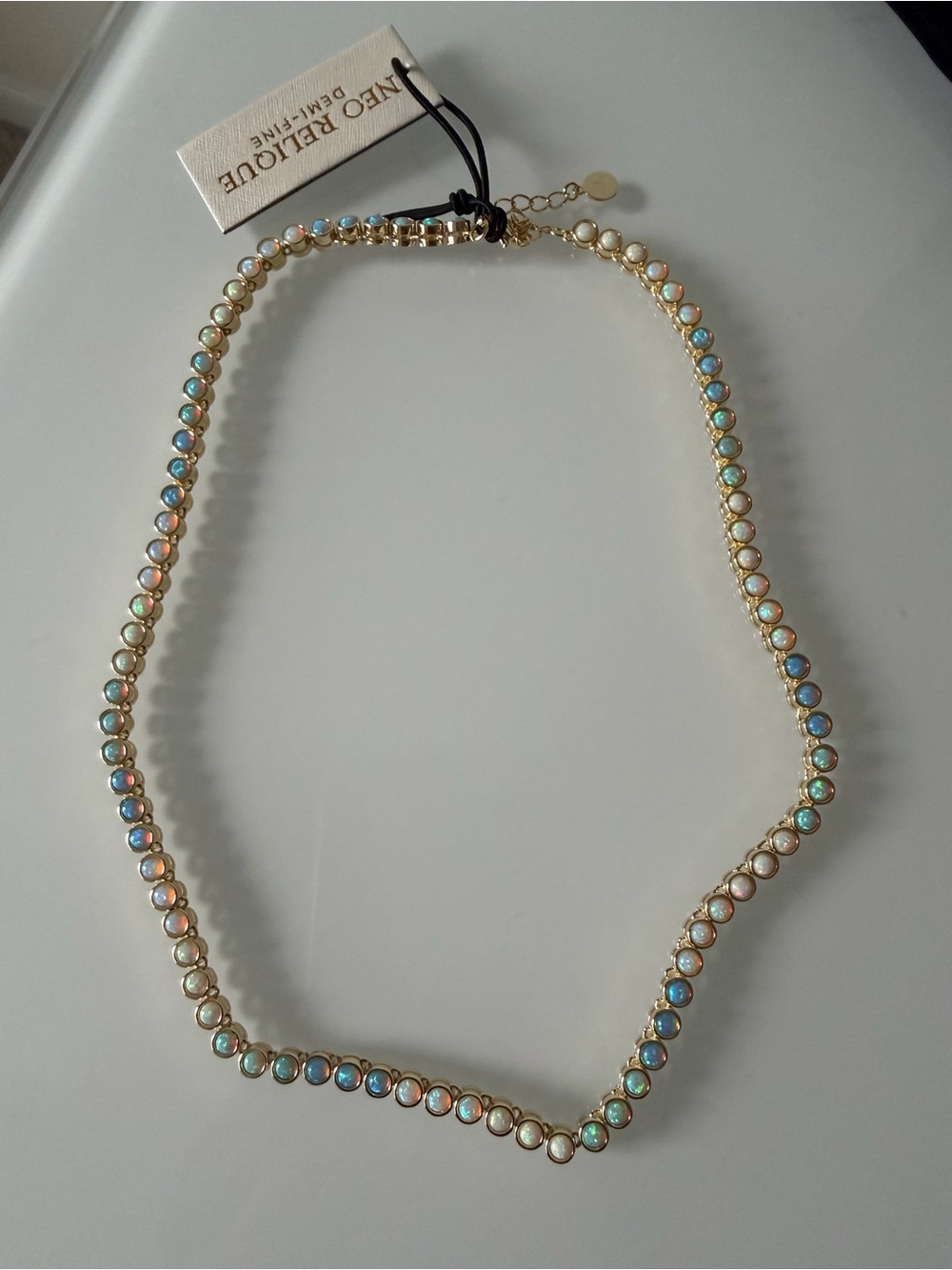 Opal gold tennis Necklace